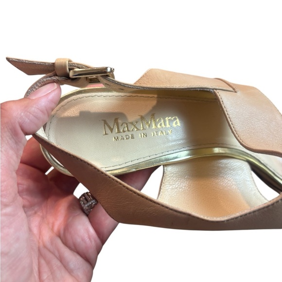 Max Mara Leather Sling Back Heels Size 39 Made In Italy - Picture 5 of 11